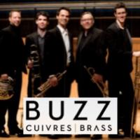 5 guys standing in a row, "Buzz Cuivres, Brass"