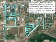 Monday, May 5, 2025 Day 17- All Streets and Aves from 15 Ave S to Whispering Ridge from 32 St S to 38 St S. 25 St S to 32 St S