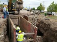 Water main replacement at Broadwater Bay.