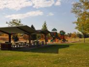 Elks' Riverside Picnic shelter with playground in the background
