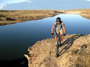 Mountain Biker at one of the reservoirs (Photo courtesy of Doug Wick)