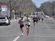 The two front runners in the Ice Breaker Road race
