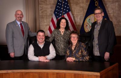 Group photo of Great Falls City Commission - Mayor Cory Reeves and  Commissioners McKenney, Tryon, Wilson and Wolff