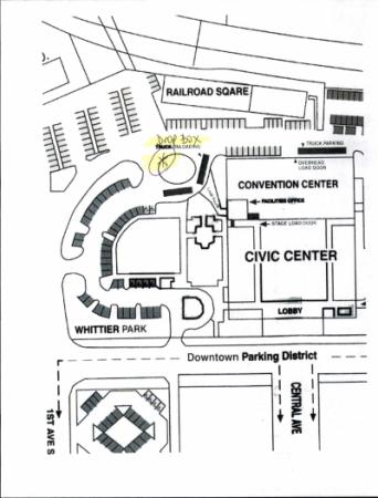 Map showing the location of the Utility Payment Drop Box at the Civic Center