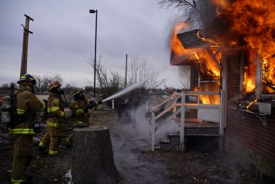 Firefighters battling house fire