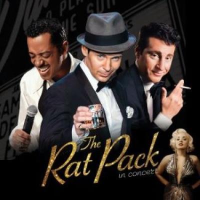 three men dressed from the 20's says RatPack along the bottom