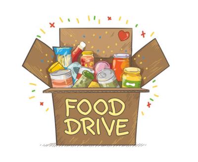 Municipal Court Canned Food Drive Photo of a box full of donated food, with the description of Food Drive on the box.