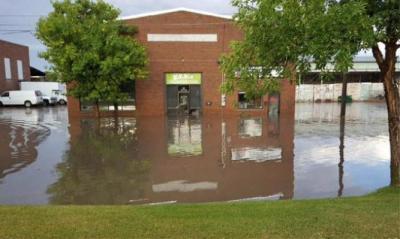 Flooding in front of Great Falls Builders Exchange