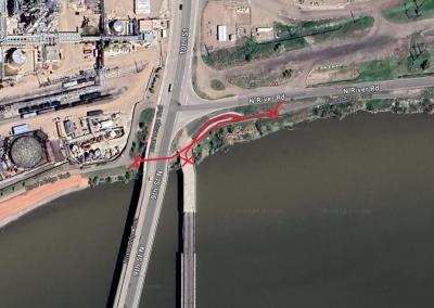 Map of North Side River's Edge Trail Closure 